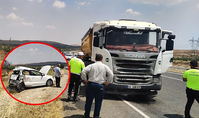 Kum yüklü tır otomobille çarpıştı: 6 yaralı