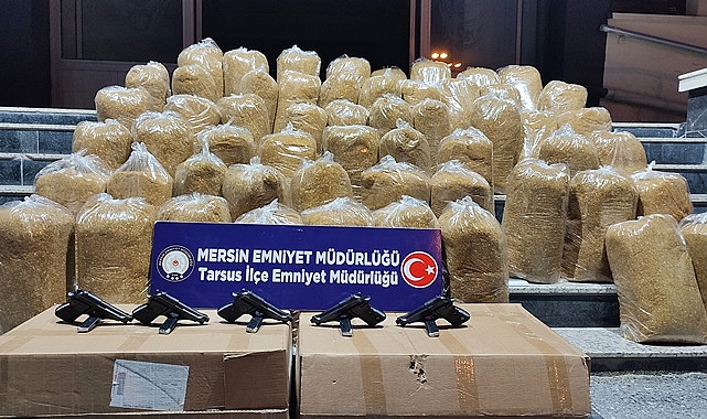 Şanlıurfa'dan Mersin'e tabanca ve kaçak tütün sevkiyatı