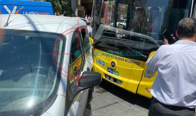 Belediye otobüsü sivil polis aracıyla çarpıştı