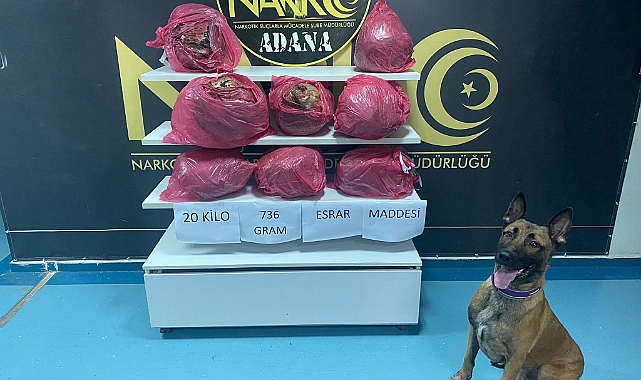 20 kilo 736 gram esrar ele geçirildi