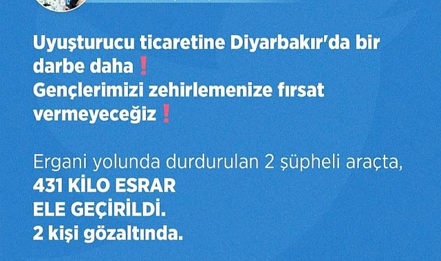 Bakan Soylu duyurdu: Diyarbakır’da 431 kilogram esrar ele geçirildi