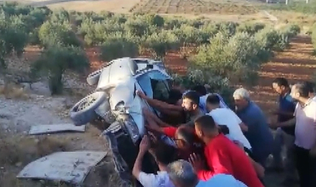 Nizip'te araç şarampole yuvarlandı: 1 ağır 2 kişi yaralandı