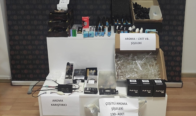 Bin 500 adet elektronik sigara materyali ele geçirildi