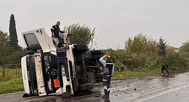 Kontrolden çıkan LPG gazı yüklü tanker devrildi