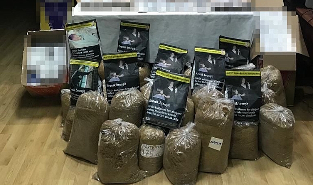96 bin adet makaron ve 135 kilo kıyılmış tütün ele geçirildi
