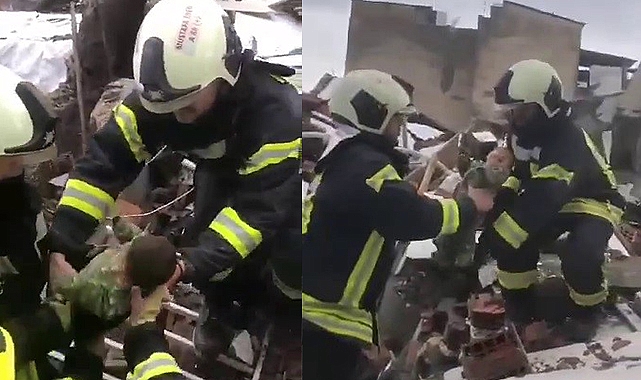 Minik bebeğe canlı olarak enkazdan çıkarıldı