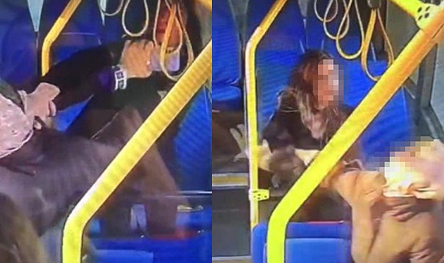 Seyir halindeki minibüste 2 kadın saç saça kavga etti