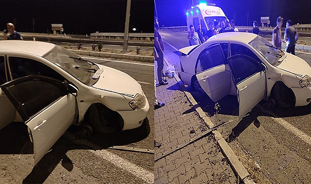 Otomobil kaldırıma çarptı: 3 yaralı