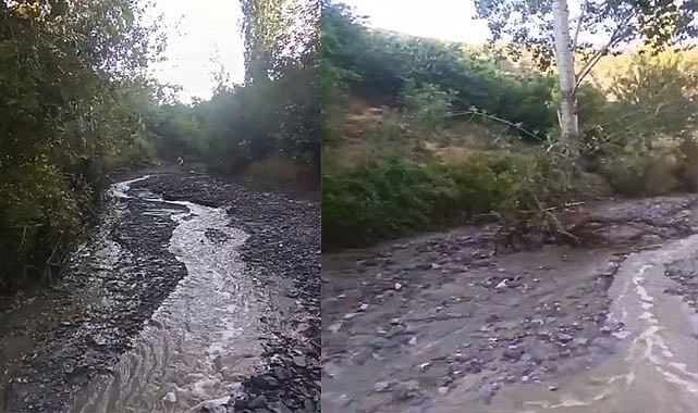 Sağanak yağış köy yollarını tahrip etti