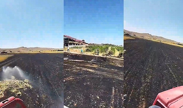 Samanlık ve arazi yangını: 60 dönüm arazi kül oldu