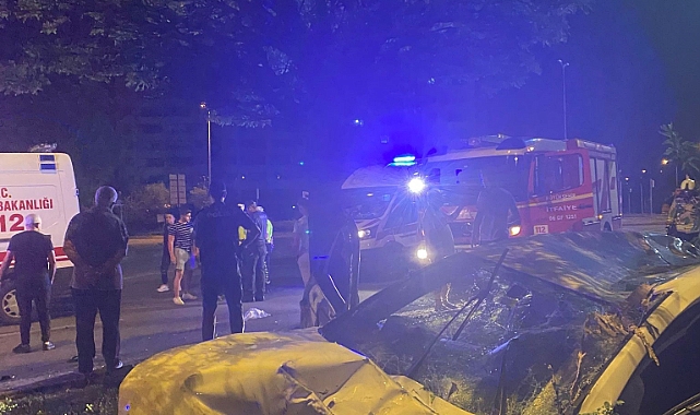 Süratli araç ağaca çarptı: 4 yaralı