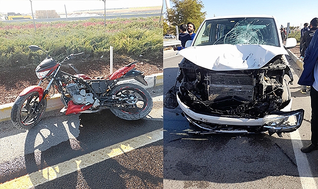Minibüs ile motosiklet çarpıştı: 1 ağır yaralı