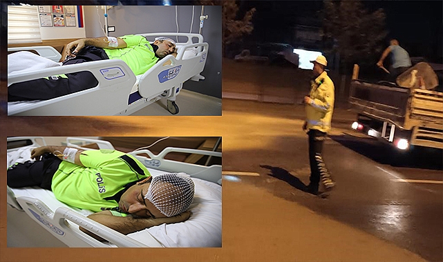 'Dur' ihtarına uymayan lüks araç trafik polisine çarpıp kaçtı