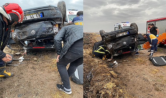 Siverek’te takla atan otomobilde bulunan 2 kişi yaralandı