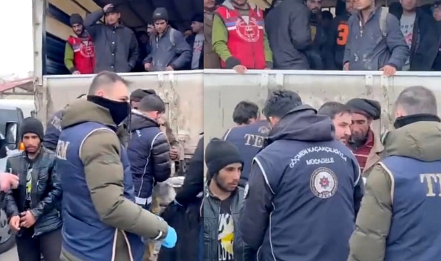 Kamyon kasasında 99 kaçak göçmen yakalandı