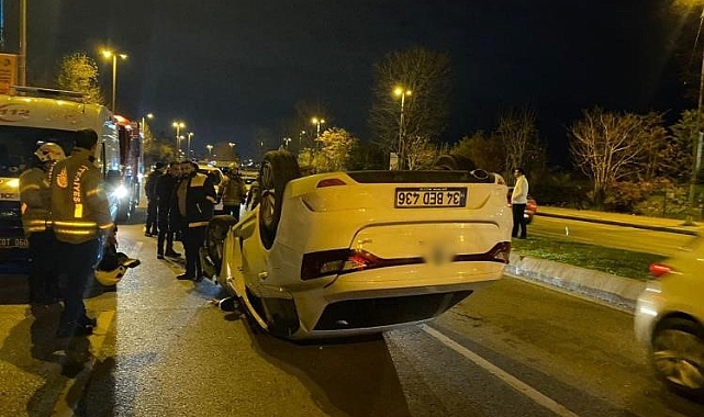Virajı alamayan otomobil takla attı: 2 yaralı