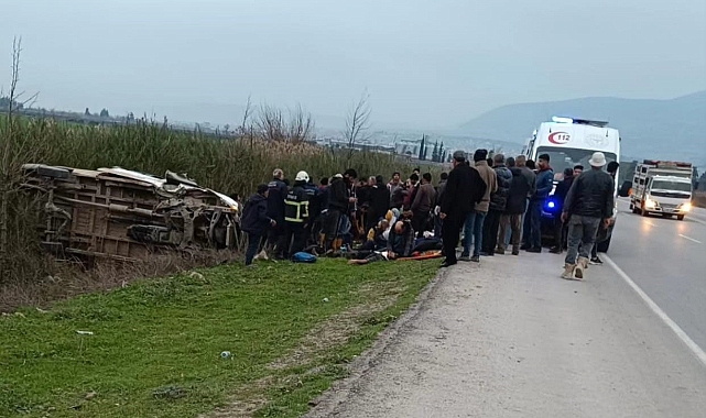 Tarım işçilerini taşıyan minibüs tarlaya uçtu: 13 yaralı