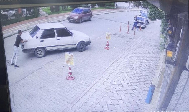 El frenini çekmeyi unuttu, esnafın dikkati kazayı önledi