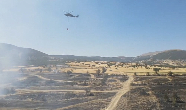 Anız yangınında bin dönümlük arazi küle döndü