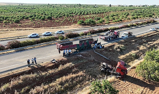 Suruç'ta feci kaza! Kurbanlık boğaları taşıyan tır ile traktör çarpıştı