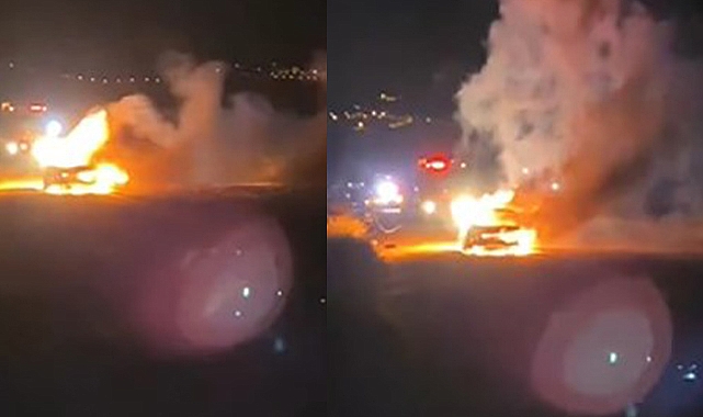 Alevlere teslim olan araç kullanılamaz hale geldi