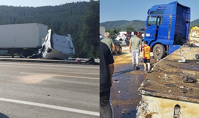 Ankara'da bir otomobil ile iki tırın karıştığı zincirleme kaza: 2 yaralı