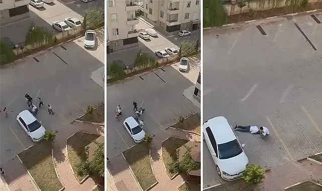 Urfa'da bir site bahçesinde adamı öldüresiye dövdüler! O anlar kamerada