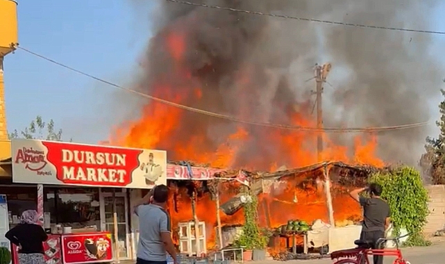 Ceylanpınar'da markette yangın! Korku dolu anlar kamerada