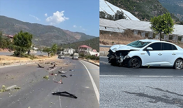 Kontrolden çıkan otomobil ağaçları devirip karşı şeride geçti: 4 kişi yaralandı