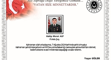 Pençe-Kilit Harekât bölgesinde Piyade Astsubay Çavuş şehit oldu