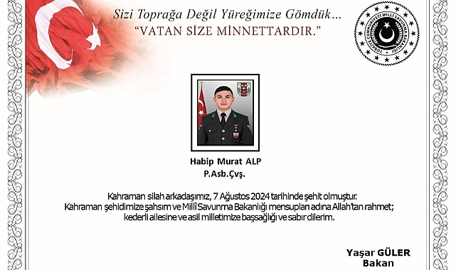 Pençe-Kilit Harekât bölgesinde Piyade Astsubay Çavuş şehit oldu