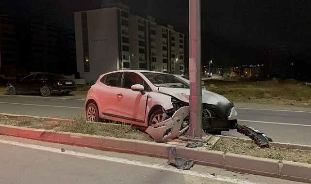 Elazığ’da otomobil aydınlatma direğine çarptı: 1 yaralı