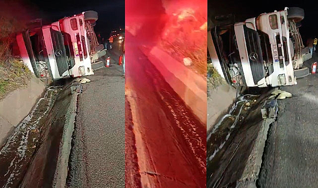 Şanlıurfa'da akaryakıt yüklü tanker devrildi! Tonlarca yakıt yola döküldü