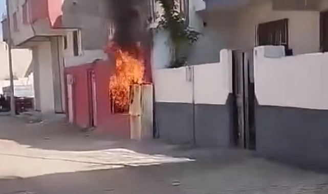 Suruç'ta elektrik panosu alev alev yandı
