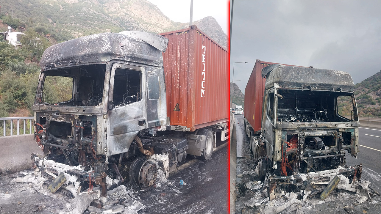 Adana-Şanlıurfa Otoyolunda Seyir Halindeki Tır Alev Aldı