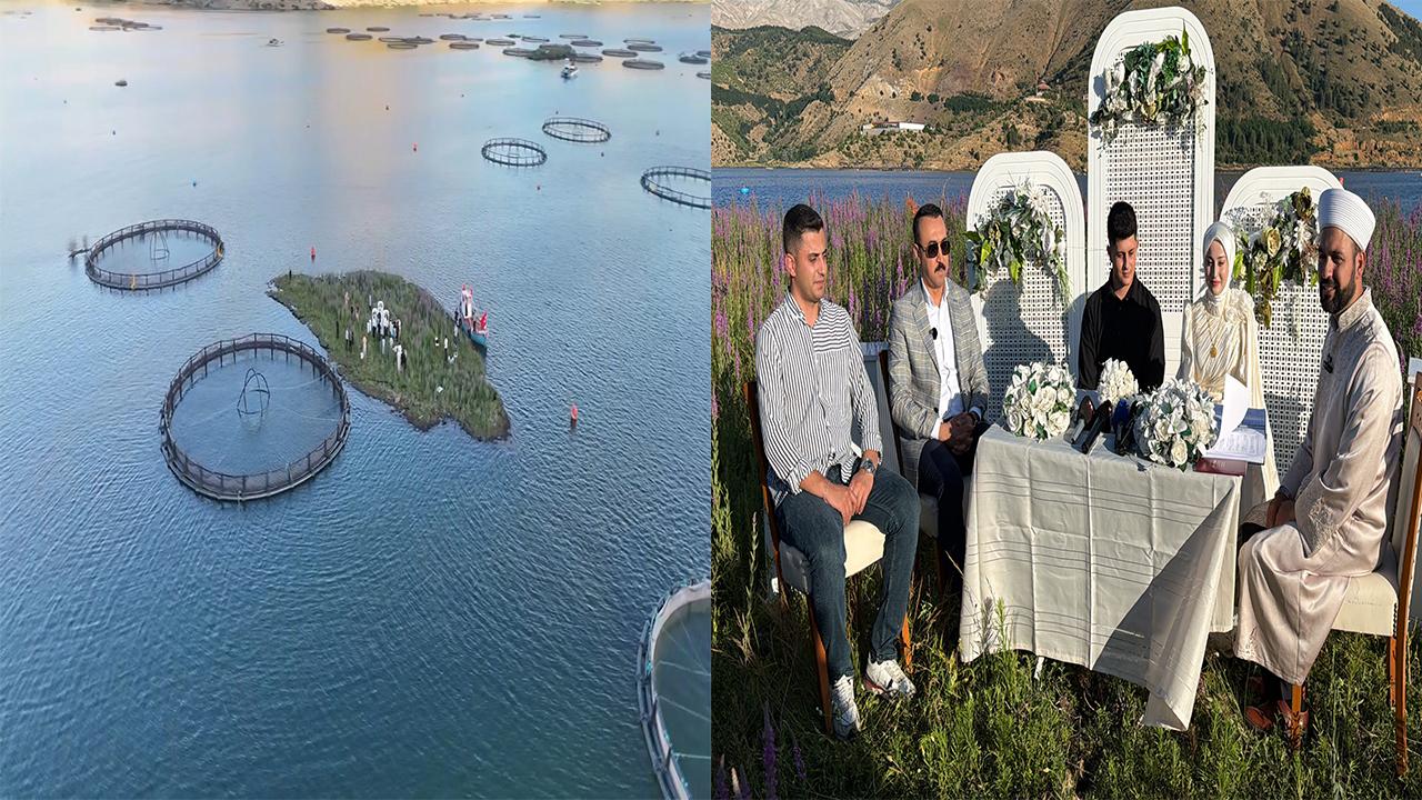 Yüzen adada nikah kıydılar