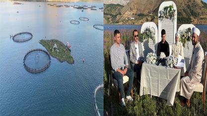 Yüzen adada nikah kıydılar