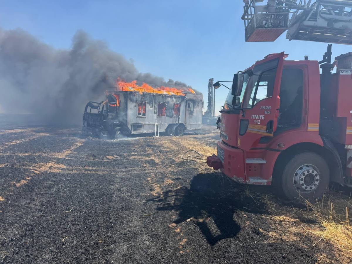 Sondaj aracı ile işçilerin kaldığı karavan yandı: 3 yaralı